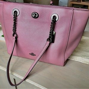 Coach 'Ava' Pebbled Leather Tote in Blush